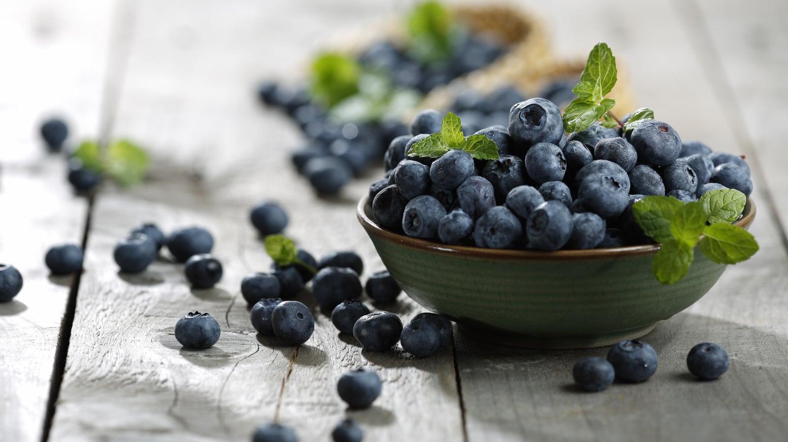 Blueberries on wooden table